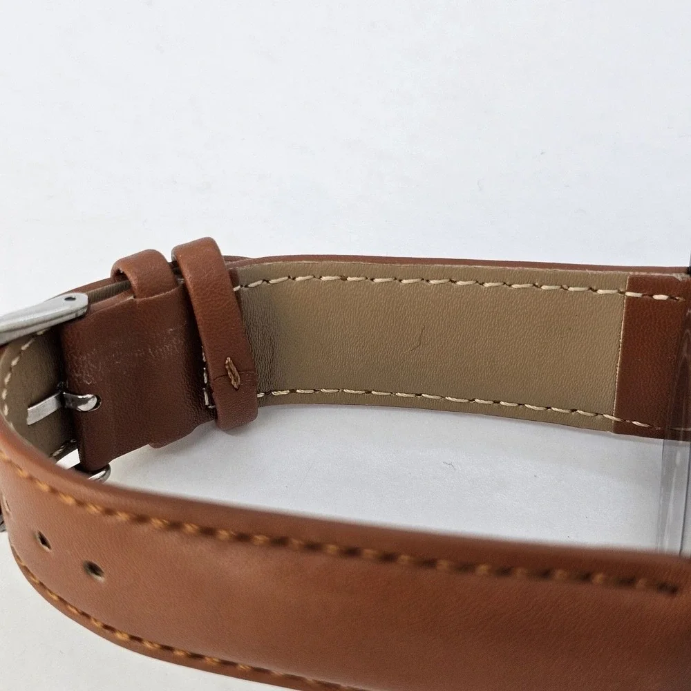 Field Men's Watch 42MM Easy Read Black Dial Black Case Brown Leather Band Straps